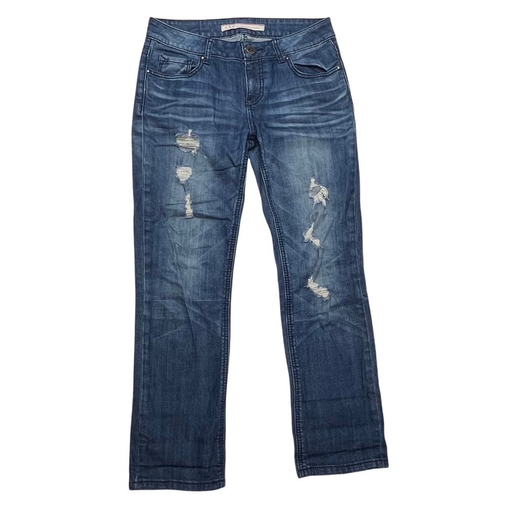 S&P By Standards And Practices Jeans 27 Straight Crop Blue Distressed